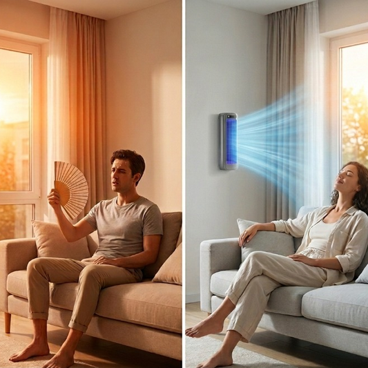 AirWall — Ventilateur Portable Mural | 3 Vitesses | Version Secteur & Batterie | Silencieux 36 dB
