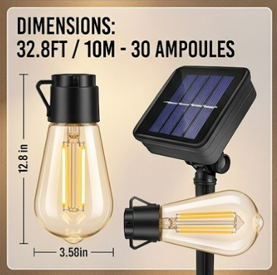 SolaLuma – Guirlande solaire LED pour jardin et terrasse | Étanche IP44 | Éclairage automatique