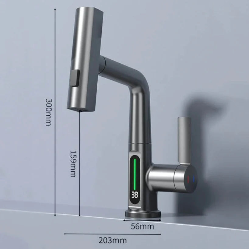 FlexiGrue – Robinet de cuisine extensible | 5 modes de jet | 4 finitions