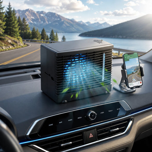 AutoFraîch – Refroidisseur d'air voiture 12V | Filtre lavable | Branchement allume-cigare
