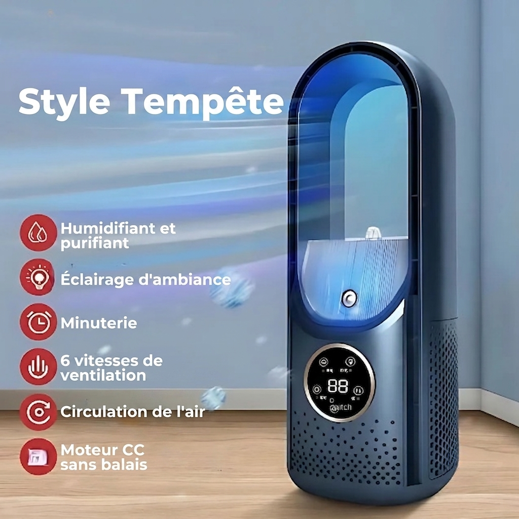 FraîchAir – Refroidisseur d'air sans lames 3-en-1 | USB | 6 vitesses & humidificateur