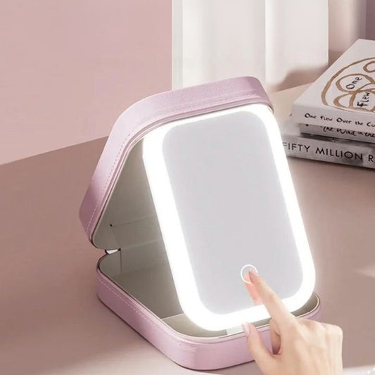 BelleTrousse — Trousse de Maquillage avec Miroir LED Intégré | 3 Modes d’Éclairage | Rechargeable USB