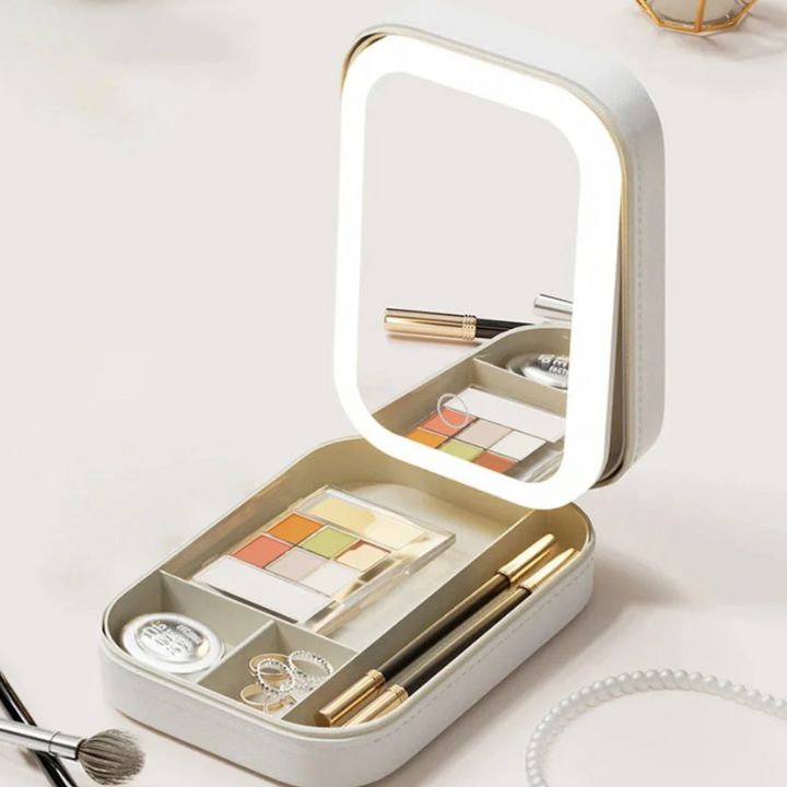 BelleTrousse — Trousse de Maquillage avec Miroir LED Intégré | 3 Modes d’Éclairage | Rechargeable USB
