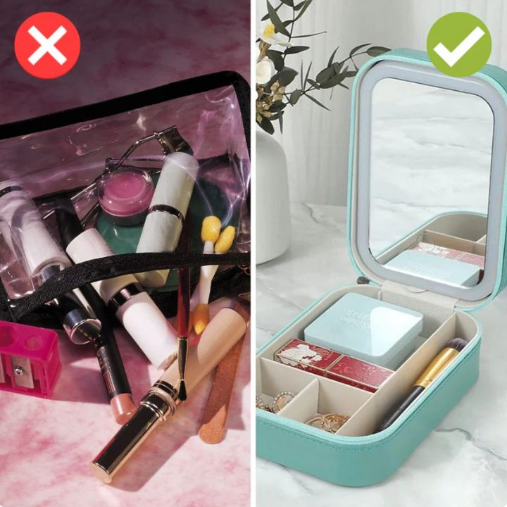 BelleTrousse — Trousse de Maquillage avec Miroir LED Intégré | 3 Modes d’Éclairage | Rechargeable USB