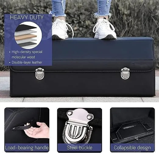 CoffreGo — Organisateur de Coffre de Voiture Pliable en Bois & Cuir | 3 Tailles | Veromora