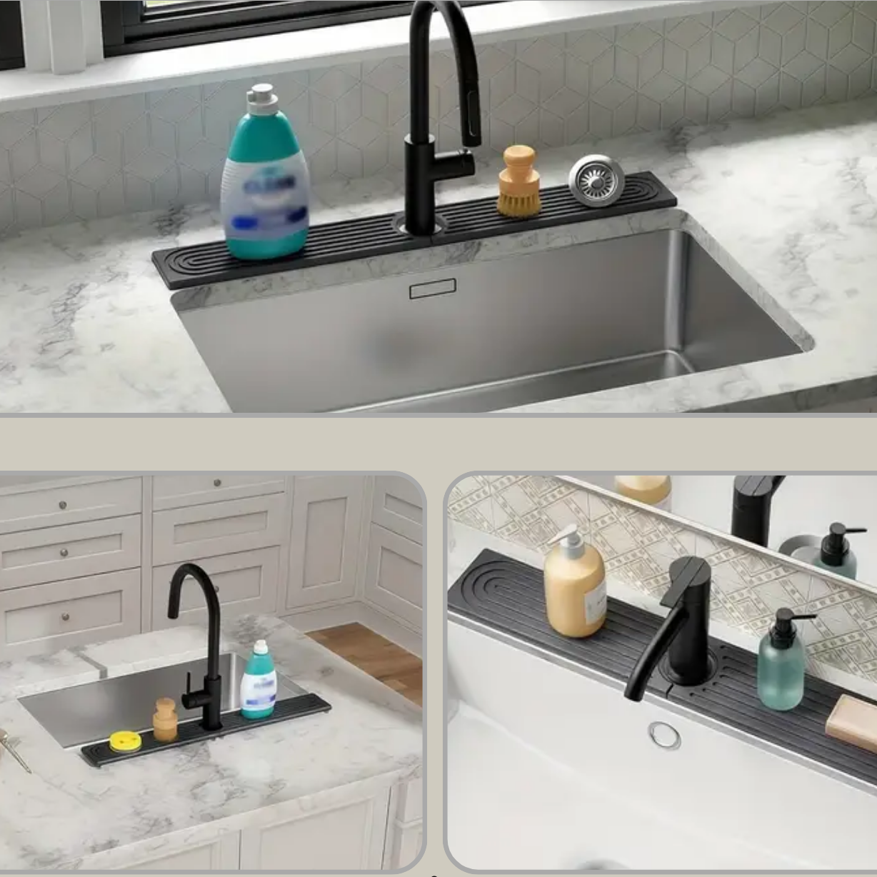 PierreSèche — Tapis Absorbant en Pierre Diatomite pour Évier & Salle de Bain | 60 cm