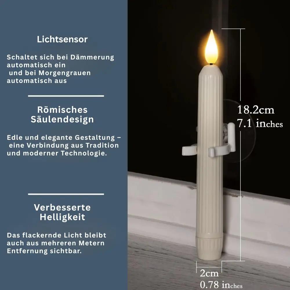 6er-Set LED-Fensterkerzen mit Dämmerungssensor – Realistische, warmweiß flackernde Flamme für gemütliche Abende