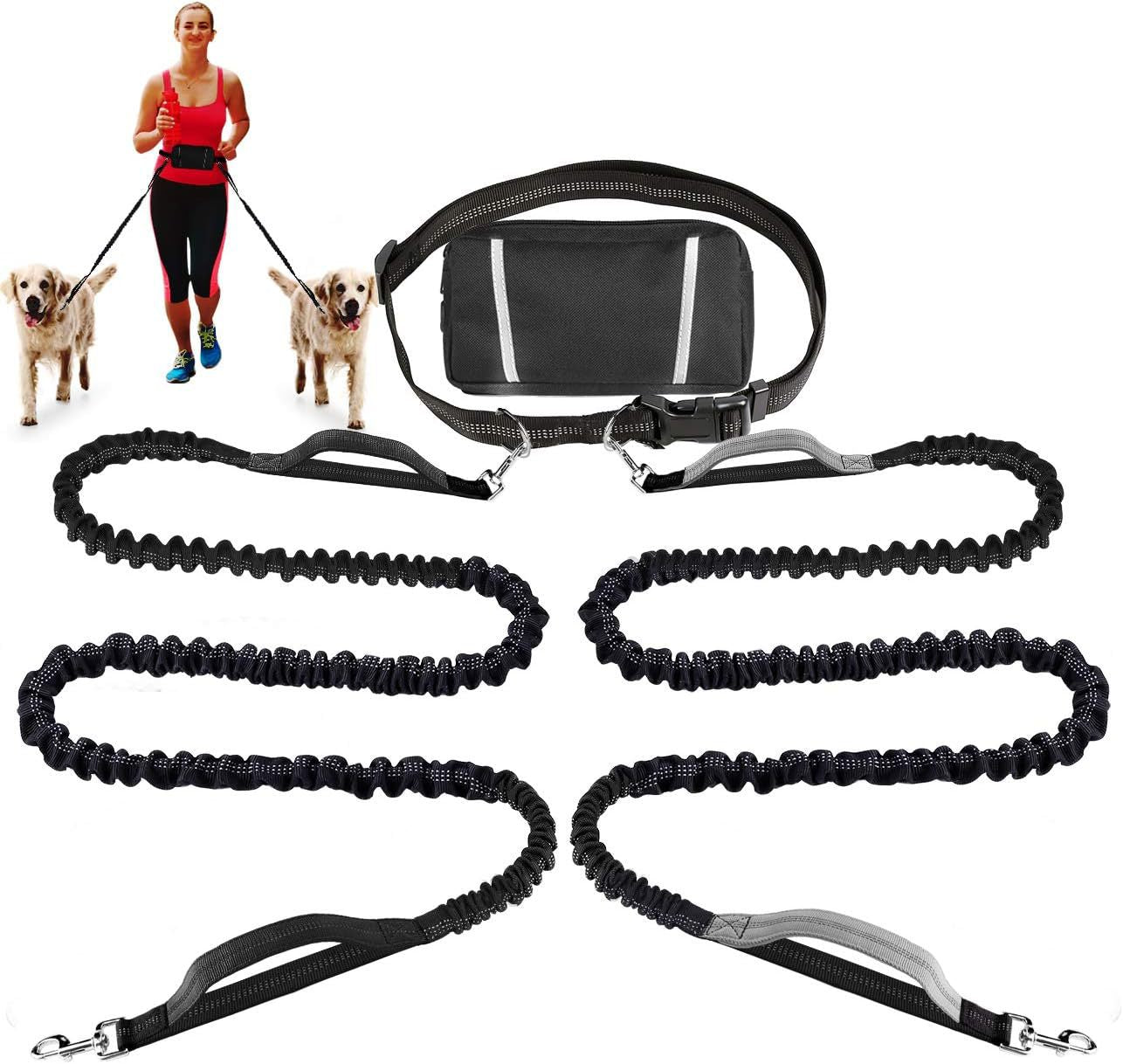 LibreTrail – Laisse mains libres pour chien | Ceinture réglable & amortisseur bungee