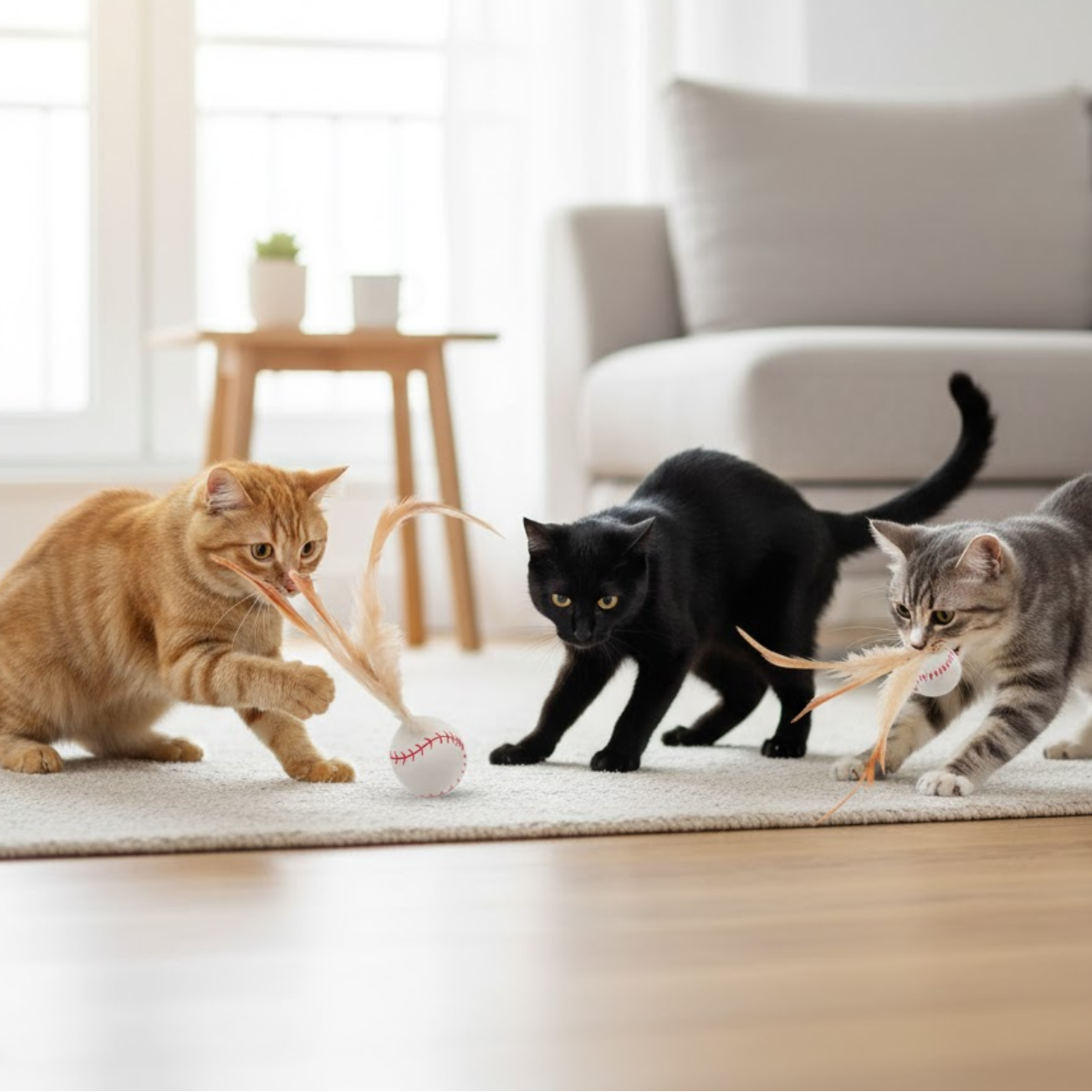 PlumeBond – Balle interactive à plumes pour chats | Sans piles | Silicone sûr