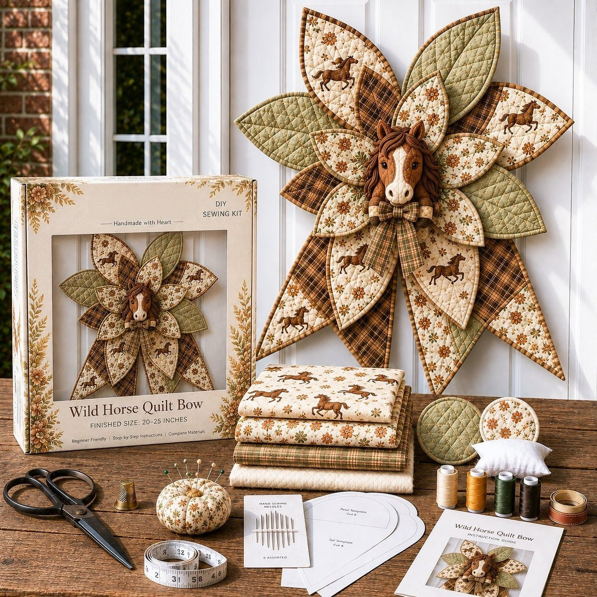 BowCraft — Kit de Couture Couronne de Porte | 13 Motifs Animaux | Complet pour Débutants | Veromora