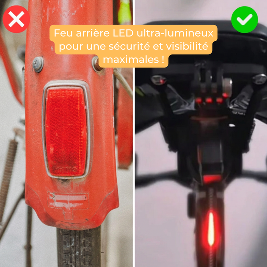 VéloFlash – Feu arrière LED rechargeable pour vélo | Plusieurs modes | Résistant aux intempéries