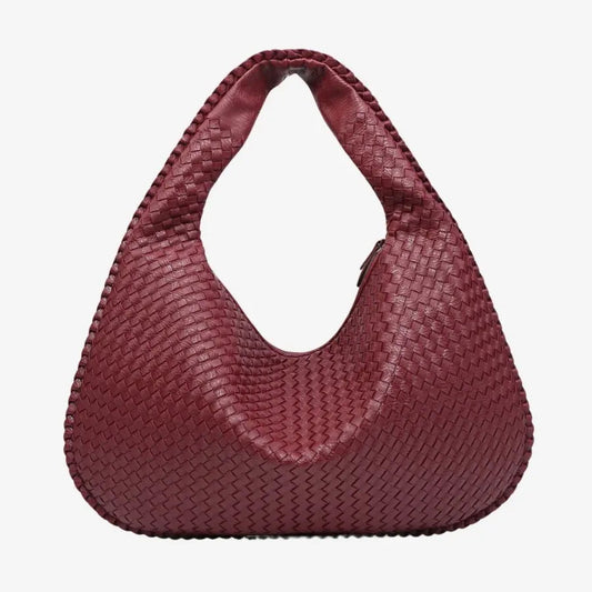 TresseChic — Sac Hobo en Cuir Tressé avec Fermeture Éclair | Léger & Spacieux | Noir, Rouge, Beige