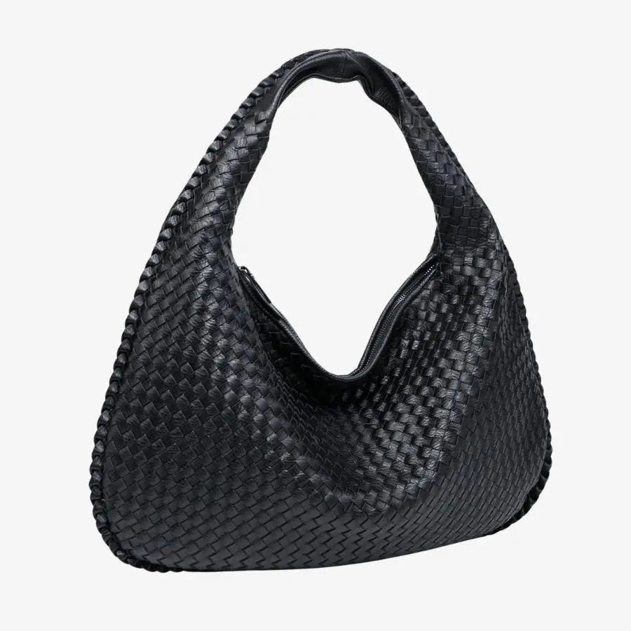 TresseChic — Sac Hobo en Cuir Tressé avec Fermeture Éclair | Léger & Spacieux | Noir, Rouge, Beige