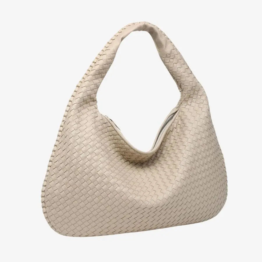 TresseChic — Sac Hobo en Cuir Tressé avec Fermeture Éclair | Léger & Spacieux | Noir, Rouge, Beige