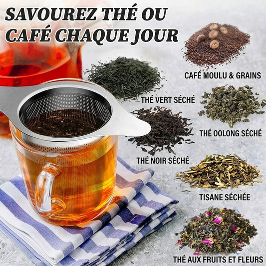 InfusoLux — Infuseur à Thé en Inox | Maille Extra Fine | Double Poignée | Thé en Vrac & Herbes | Veromora