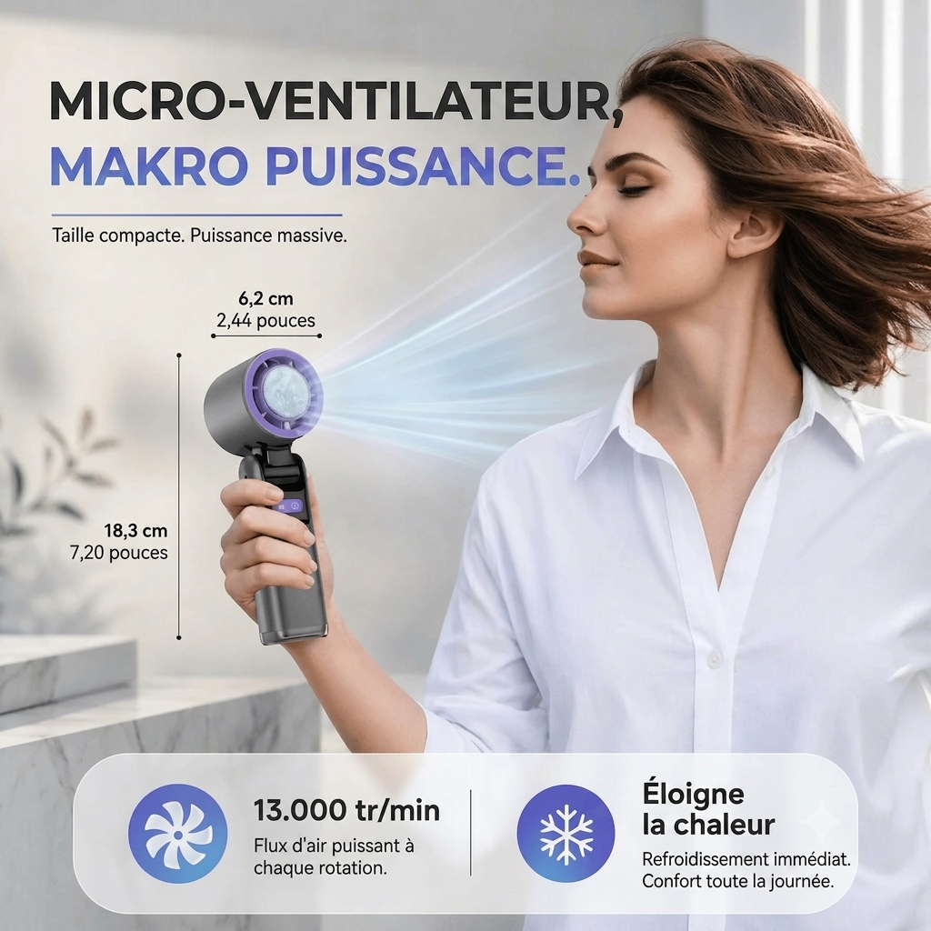 VentiFrais – Mini ventilateur refroidissant | Plaque froide, lampe & écran LED | USB-C