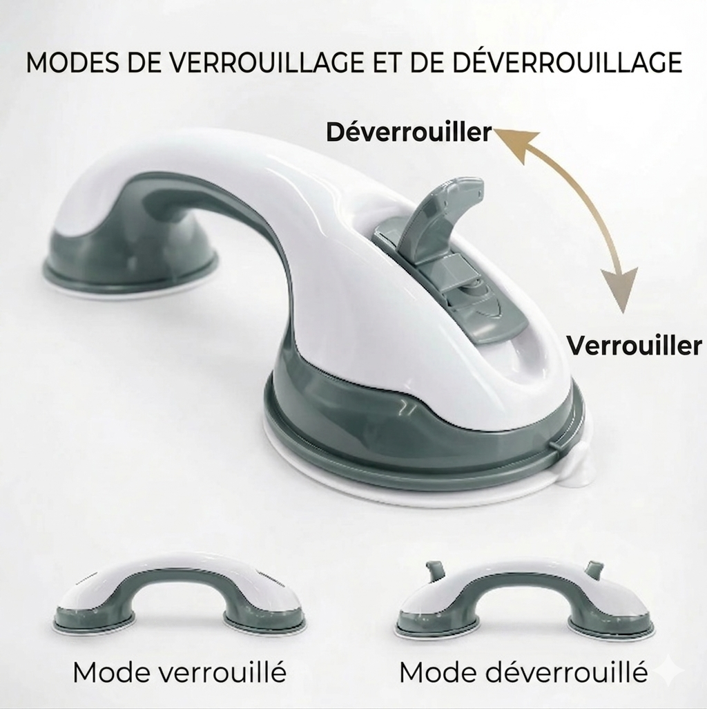 SecuriBain — La Poignée de Sécurité Sans Perçage pour Douche et Baignoire