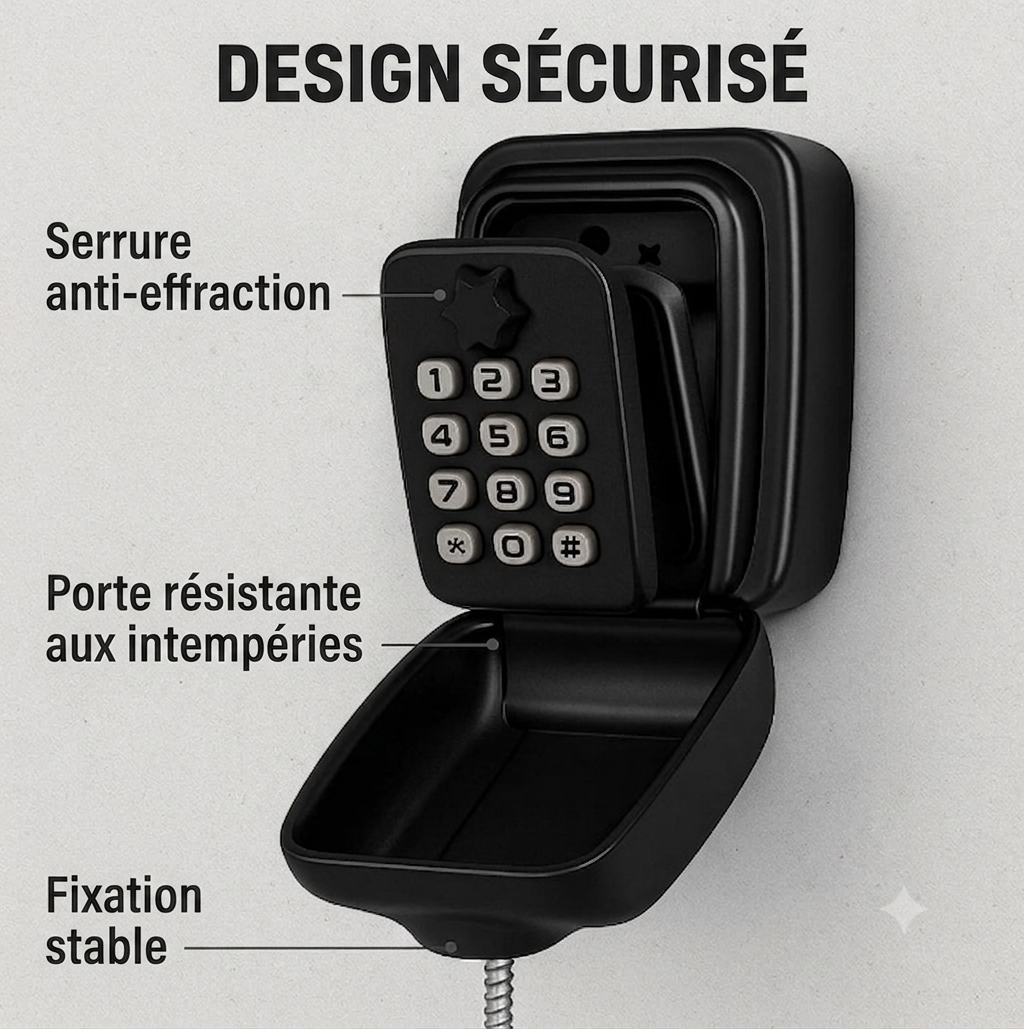 CléSafe – Boîte à clés sécurisée à code | Fixation murale | Extérieur & intérieur