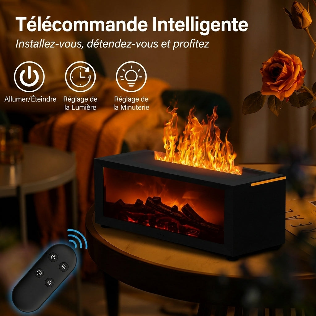 FlammeDoux — Diffuseur Aromatique à Flamme 3D | Vapeur d’Eau & Lumière d’Ambiance | 2-en-1 | Veromora