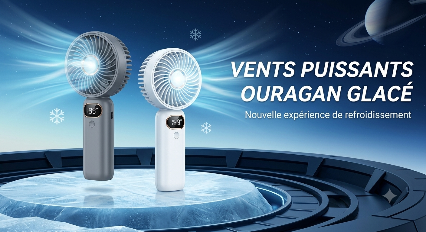 VentiFrais – Mini ventilateur refroidissant | Plaque froide, lampe & écran LED | USB-C