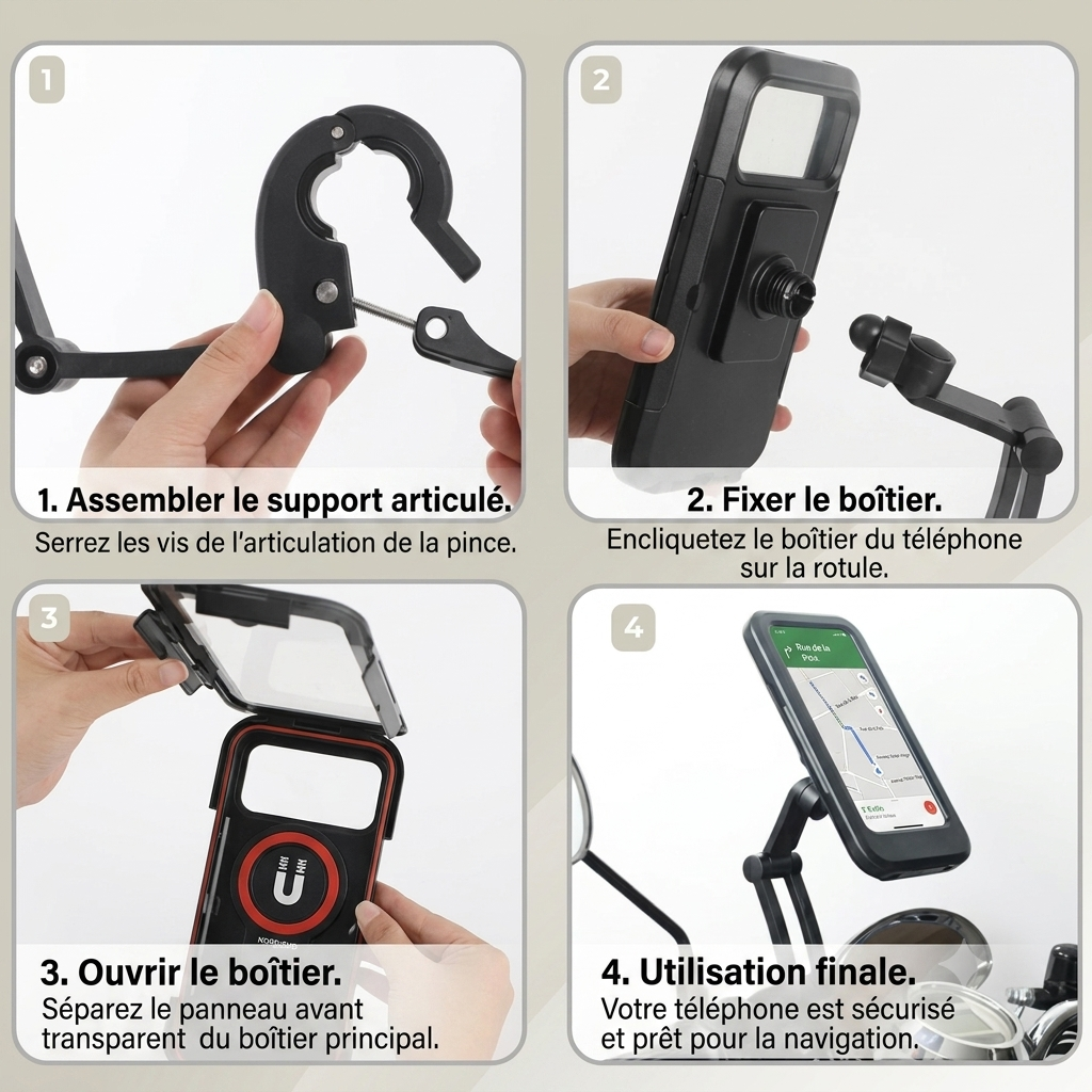 VéloGuard — Support Téléphone Imperméable pour Vélo & Moto | Rotation 360° | Compatible iPhone & Android
