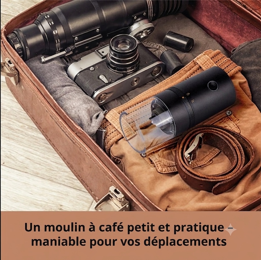 MoulinGo – Moulin à café électrique rechargeable USB | Mouture réglable | Compact & portable