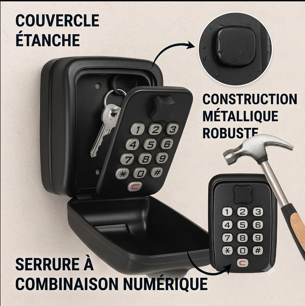 CléSafe – Boîte à clés sécurisée à code | Fixation murale | Extérieur & intérieur