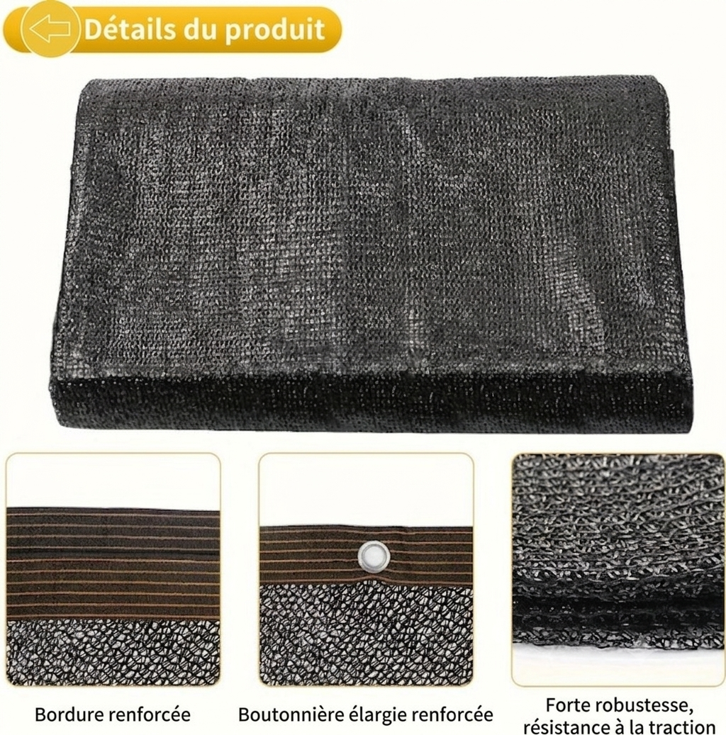 DarkWeave – Filet d'ombrage UV 70-80% pour serre & jardin | Résistant aux intempéries