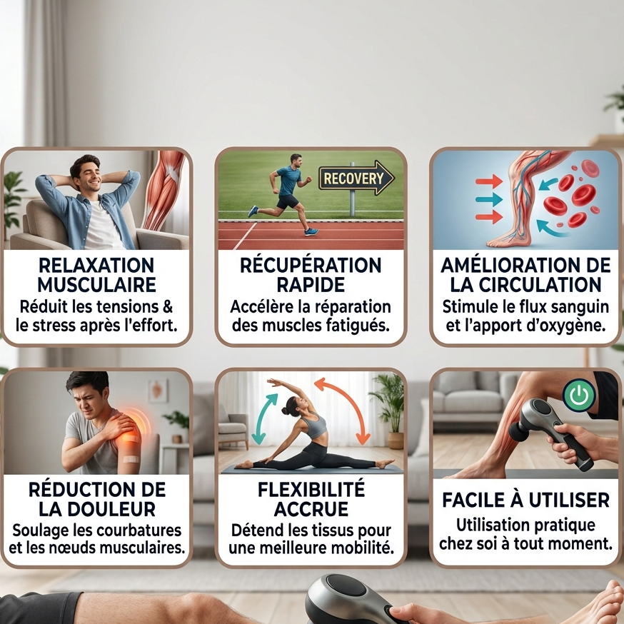 MuscleFlow — Pistolet de Massage à Percussion | Récupération Musculaire Profonde | Plusieurs Vitesses