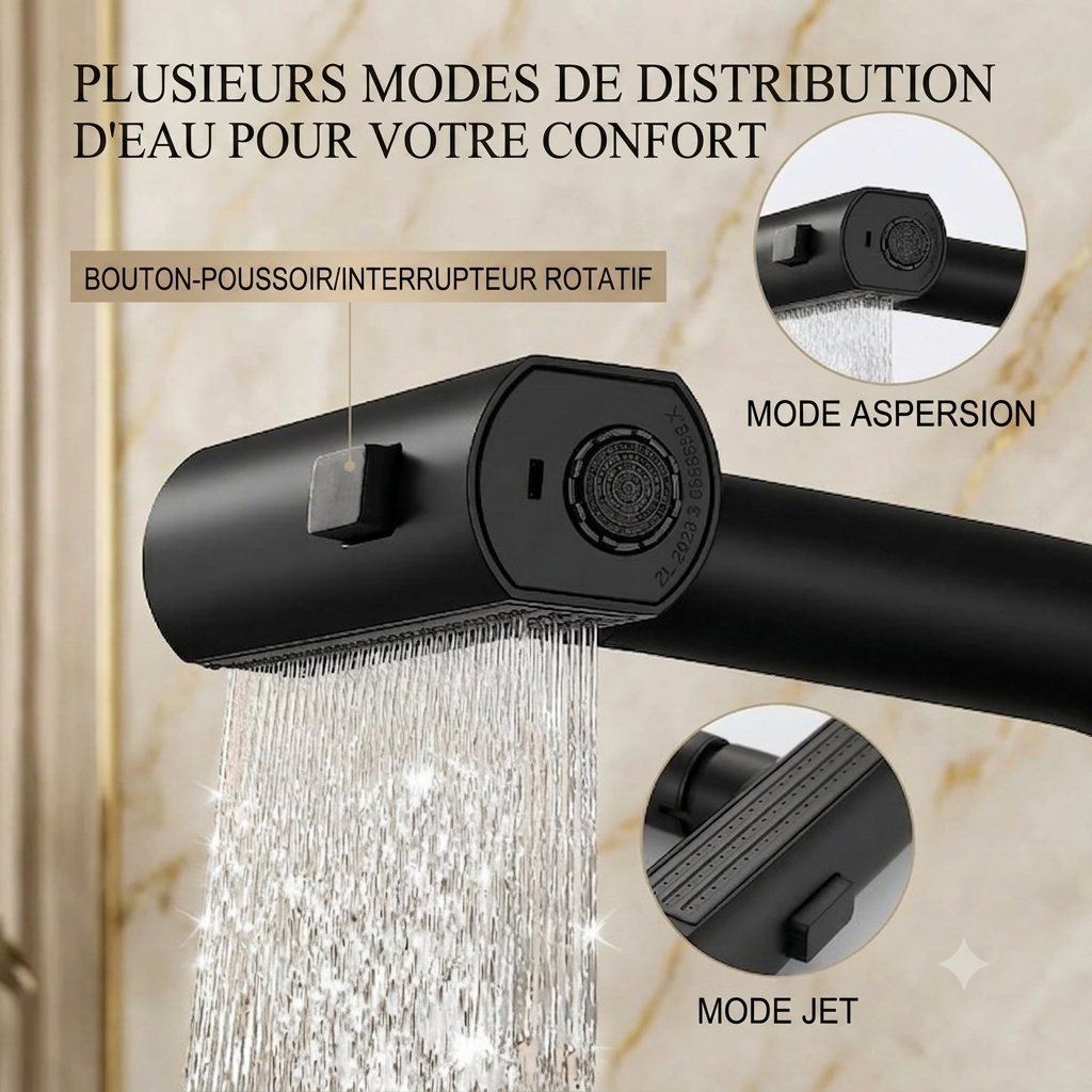 FlexiGrue – Robinet de cuisine extensible | 5 modes de jet | 4 finitions