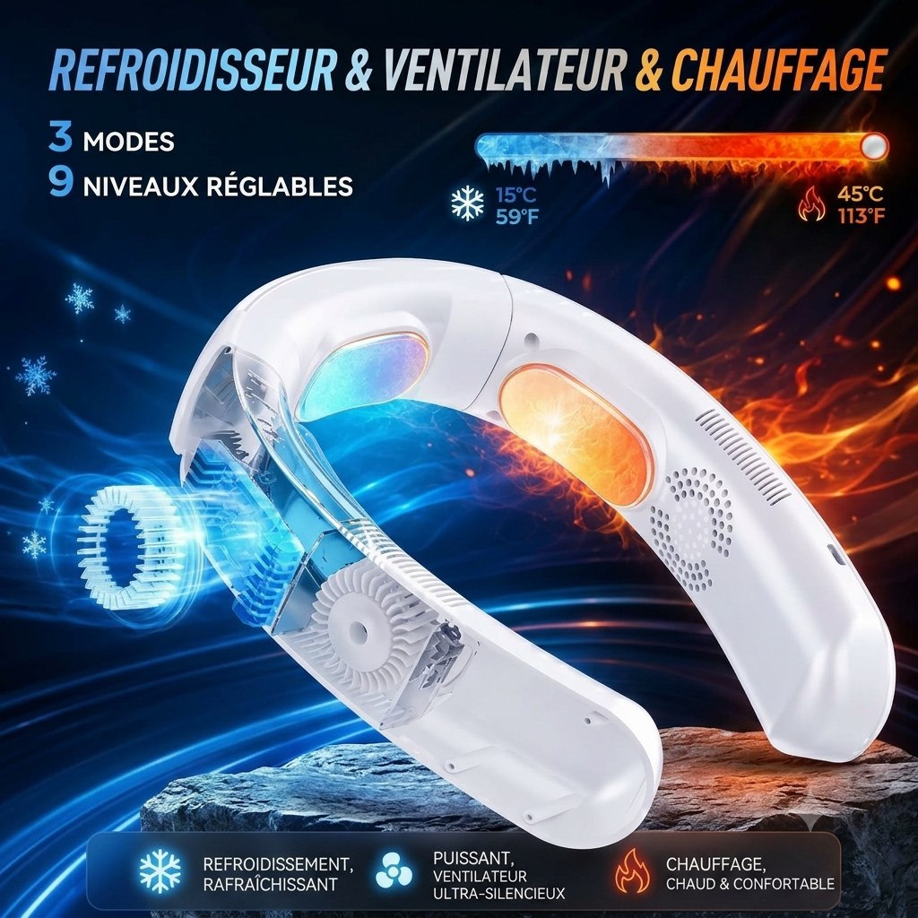 Climavell Air — Ventilateur Tour de Cou Chaud & Froid