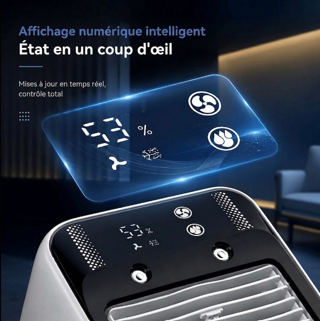 BriseLux – Ventilateur brumisateur portable | Réservoir 500 ml | USB-C | 3 modes