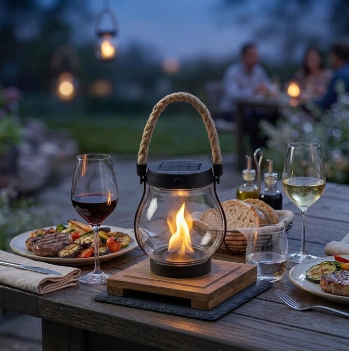 SolLantern — Lanterne Solaire à Effet Flamme | Capteur Crépuscule | Résistante aux Intempéries | Veromora