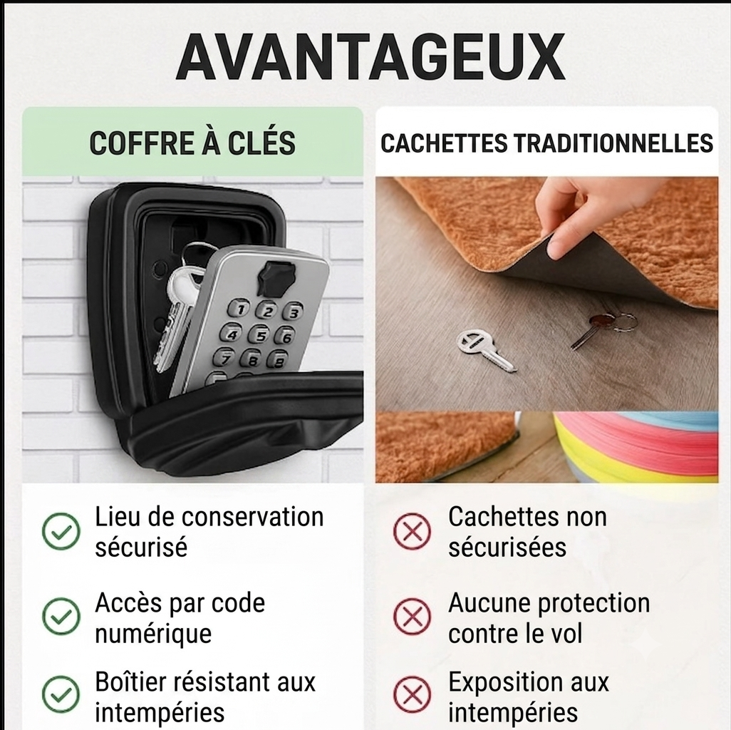 CléSafe – Boîte à clés sécurisée à code | Fixation murale | Extérieur & intérieur