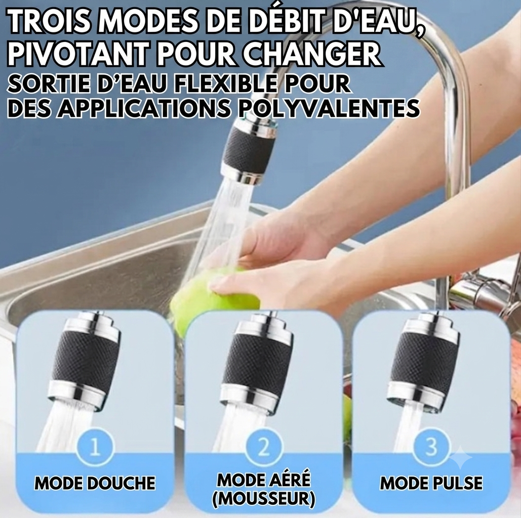 AquaTwist – Embout robinet pivotant 360° | Anti-éclaboussures | Installation universelle