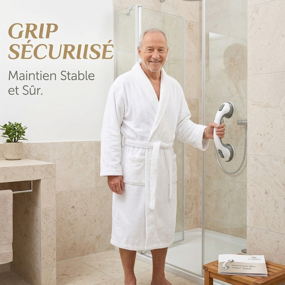 SecuriBain — La Poignée de Sécurité Sans Perçage pour Douche et Baignoire