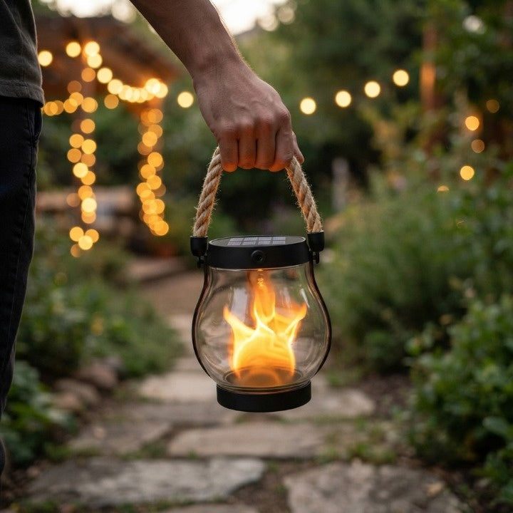 SolLantern — Lanterne Solaire à Effet Flamme | Capteur Crépuscule | Résistante aux Intempéries | Veromora