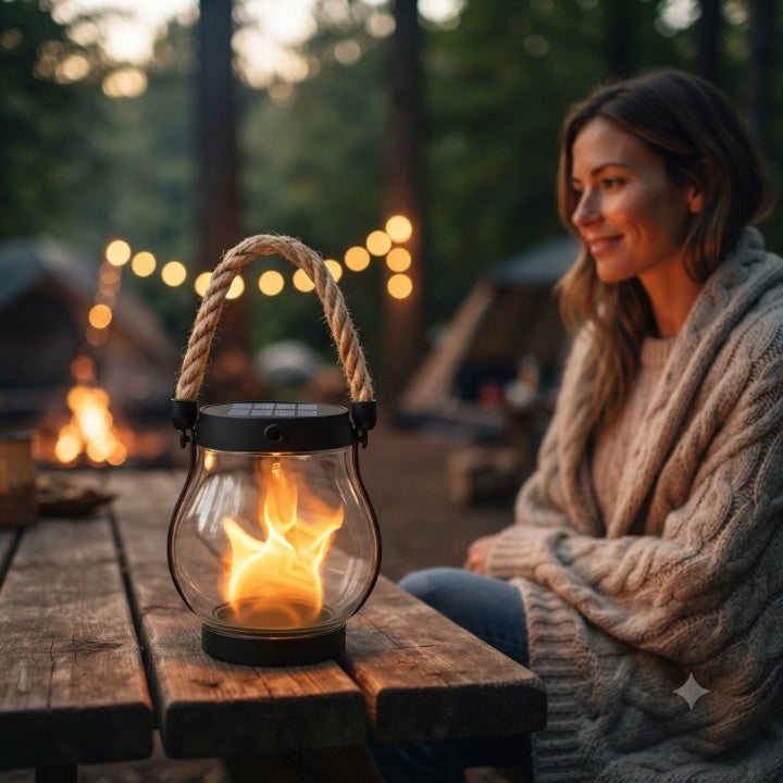 SolLantern — Lanterne Solaire à Effet Flamme | Capteur Crépuscule | Résistante aux Intempéries | Veromora