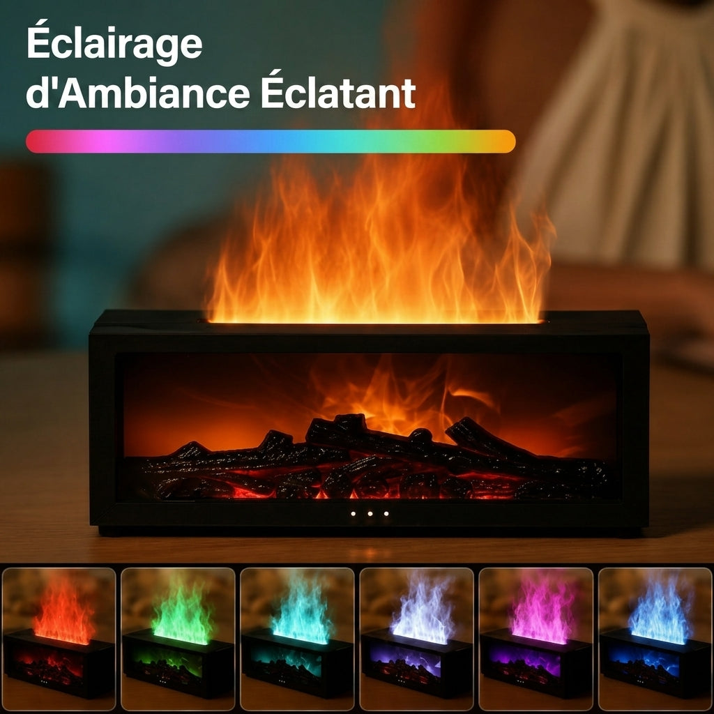 FlammeDoux — Diffuseur Aromatique à Flamme 3D | Vapeur d’Eau & Lumière d’Ambiance | 2-en-1 | Veromora