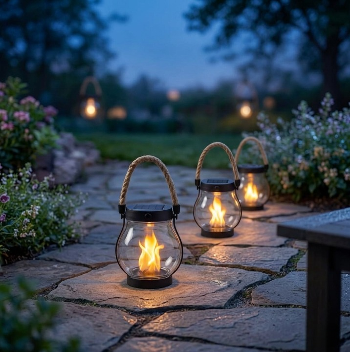 SolLantern — Lanterne Solaire à Effet Flamme | Capteur Crépuscule | Résistante aux Intempéries | Veromora