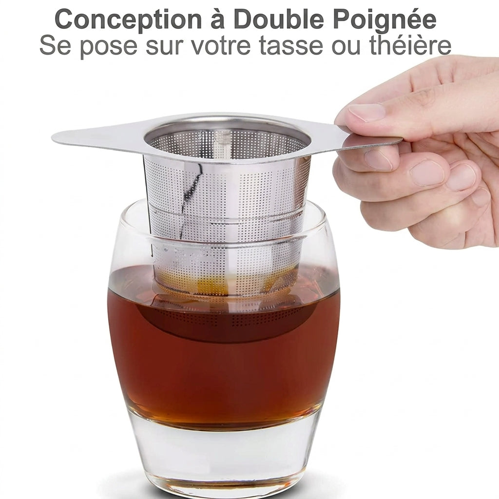 InfusoLux — Infuseur à Thé en Inox | Maille Extra Fine | Double Poignée | Thé en Vrac & Herbes | Veromora