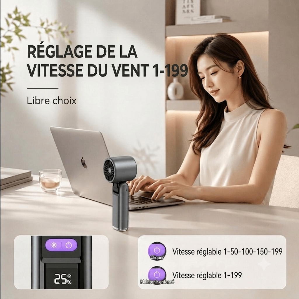 VentiFrais – Mini ventilateur refroidissant | Plaque froide, lampe & écran LED | USB-C