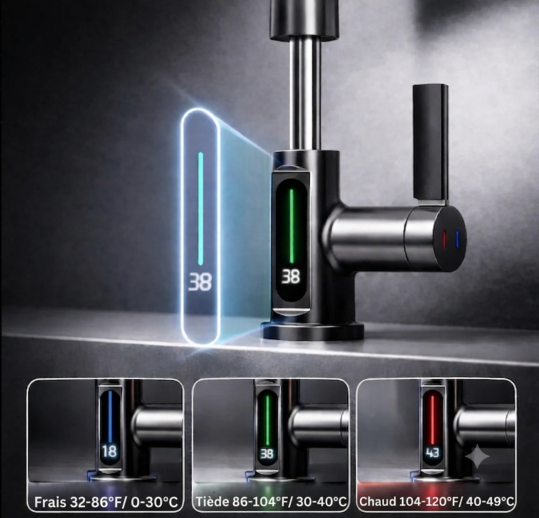 FlexiGrue – Robinet de cuisine extensible | 5 modes de jet | 4 finitions