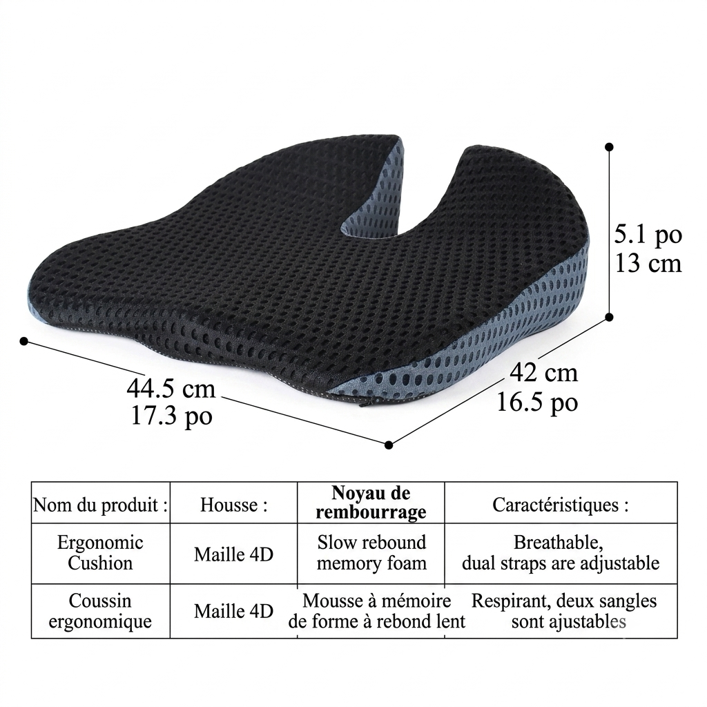 OrthoSiège — Coussin Ergonomique Triangulaire en Mousse à Mémoire | Voiture & Bureau