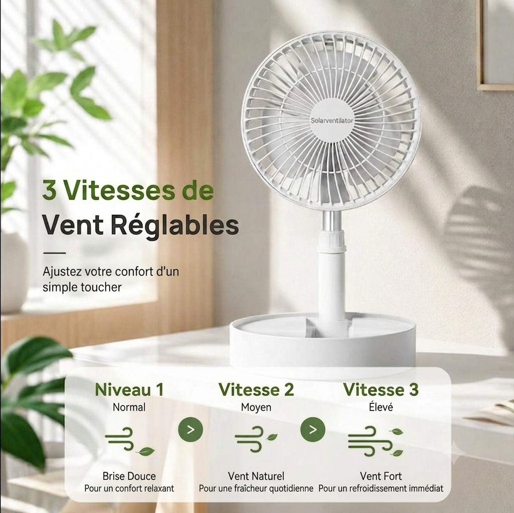 Ventilateur USB Pliable avec Batterie | Silencieux & Portable | VentiFold