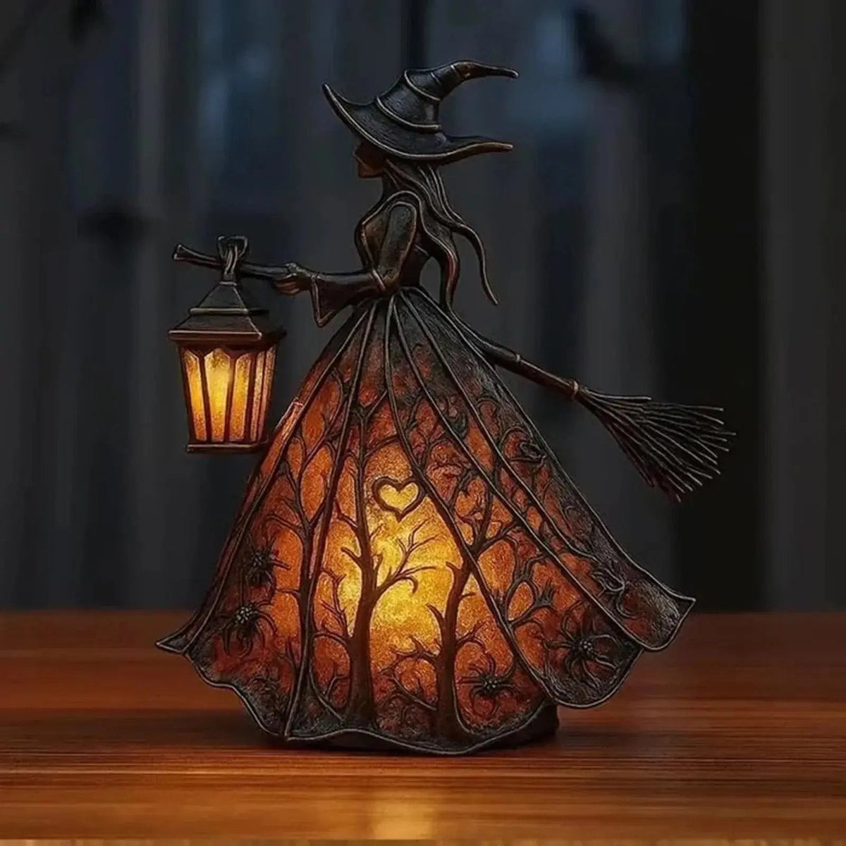 Lampe Décorative Sorcière en Résine | Lumière LED Chaleureuse | Déco Automne & Fêtes | Veromora