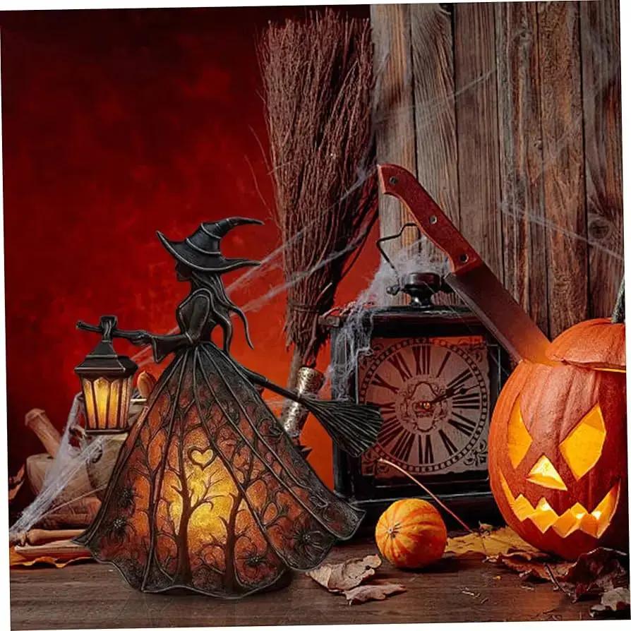 Lampe Décorative Sorcière en Résine | Lumière LED Chaleureuse | Déco Automne & Fêtes | Veromora