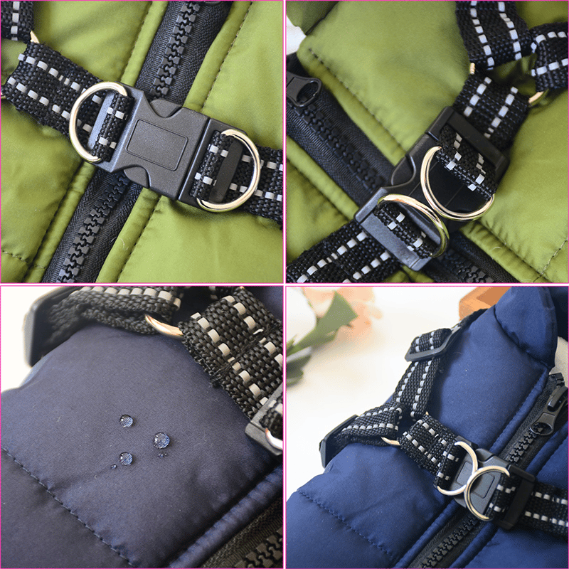 PawChic — Manteau Chien avec Harnais Intégré | Rembourré & Réfléchissant | 5 Coloris | S–5XL | Veromora