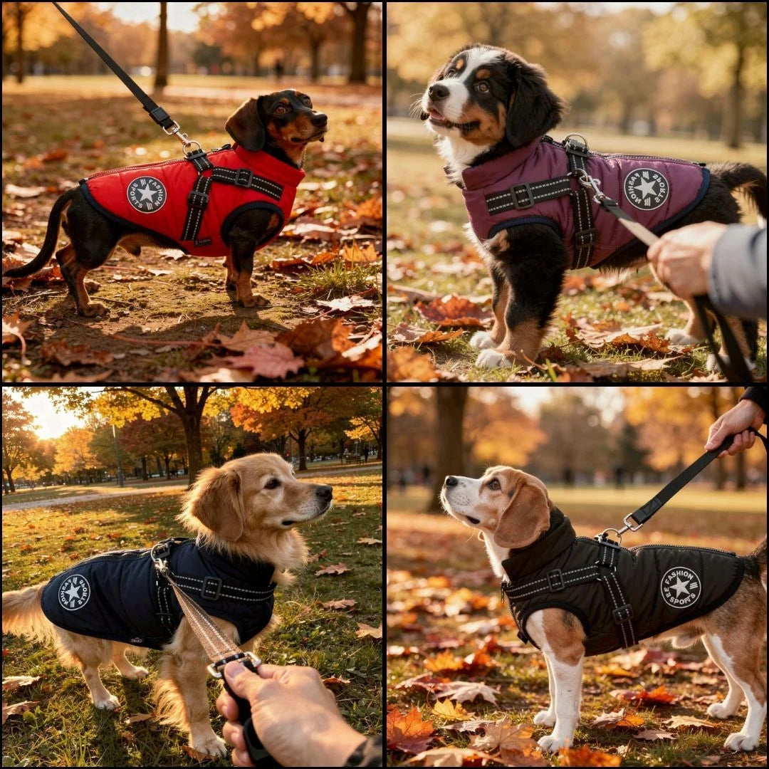 PawChic — Manteau Chien avec Harnais Intégré | Rembourré & Réfléchissant | 5 Coloris | S–5XL | Veromora