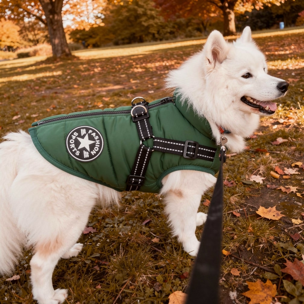 PawChic — Manteau Chien avec Harnais Intégré | Rembourré & Réfléchissant | 5 Coloris | S–5XL | Veromora